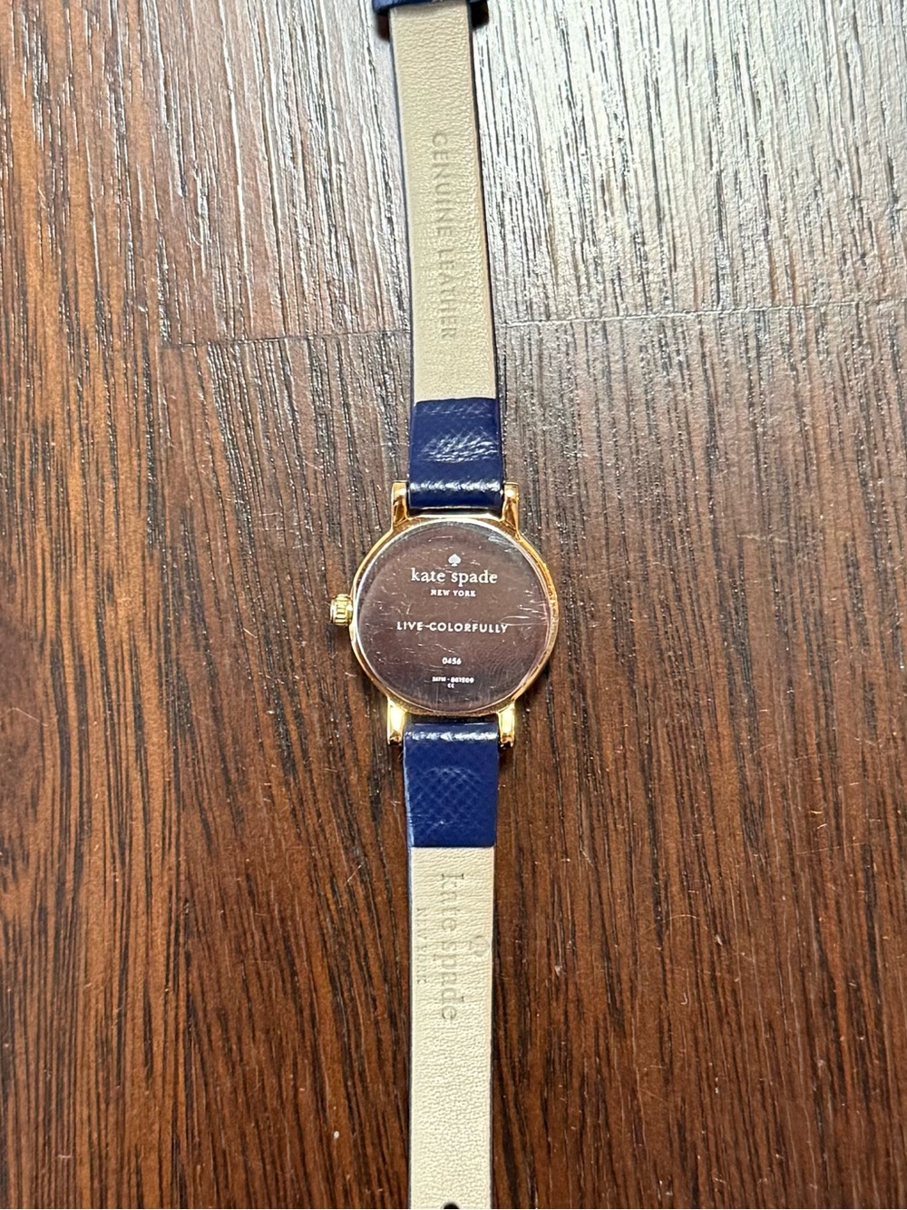 Kate Spade Tiny Metro Watch Gold-Tone Case with Navy Leather Strap - Picture 4 of 4